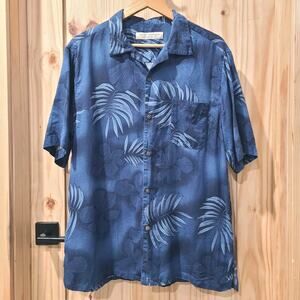 Island Republic Silk Hawaiian Blue Floral Shirt Mens XL Vacation Holiday Casual